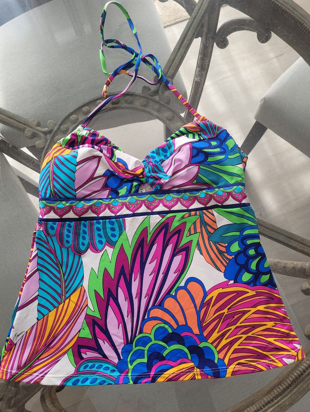 Trina Turk Womens Multicolor Floral Halter Swim Top Size 6